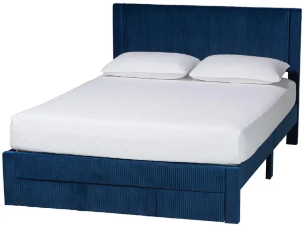 Baxton Studio Elora Modern Grey Pleated Velvet Queen Size Storage Bed