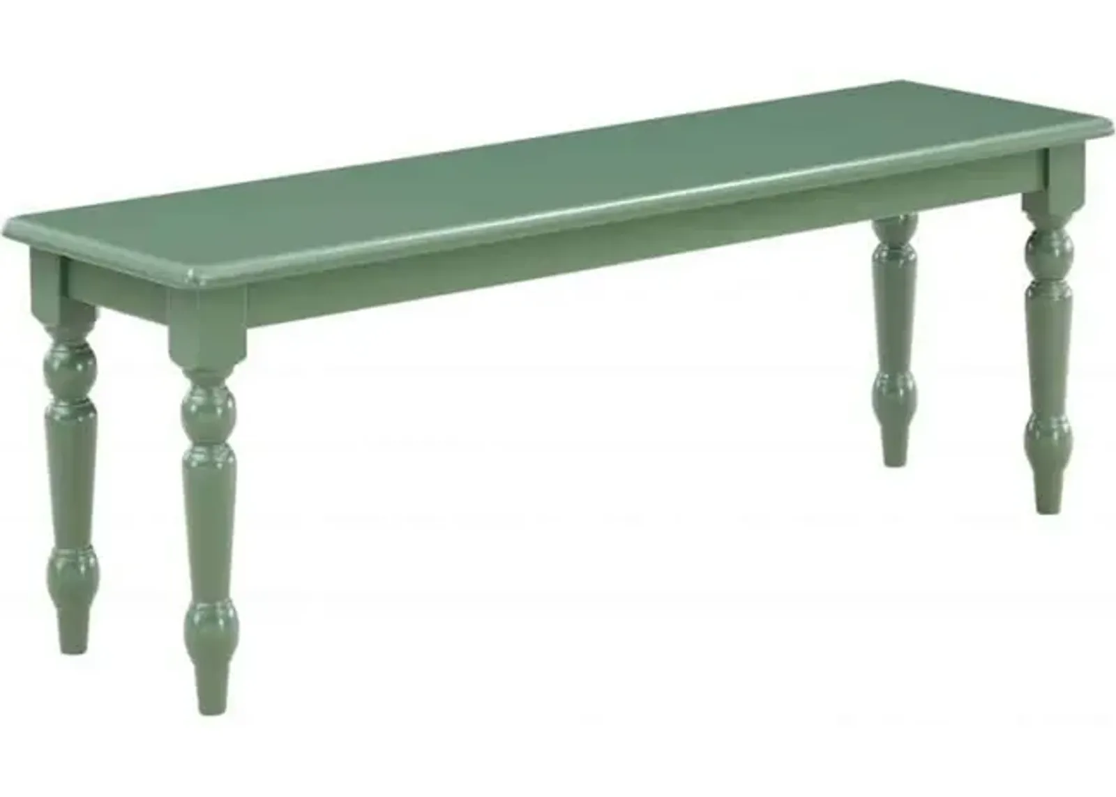 Irvin 48 Inch Modern Wood Dining Bench with Turned Legs, Equestrian Green-Benzara