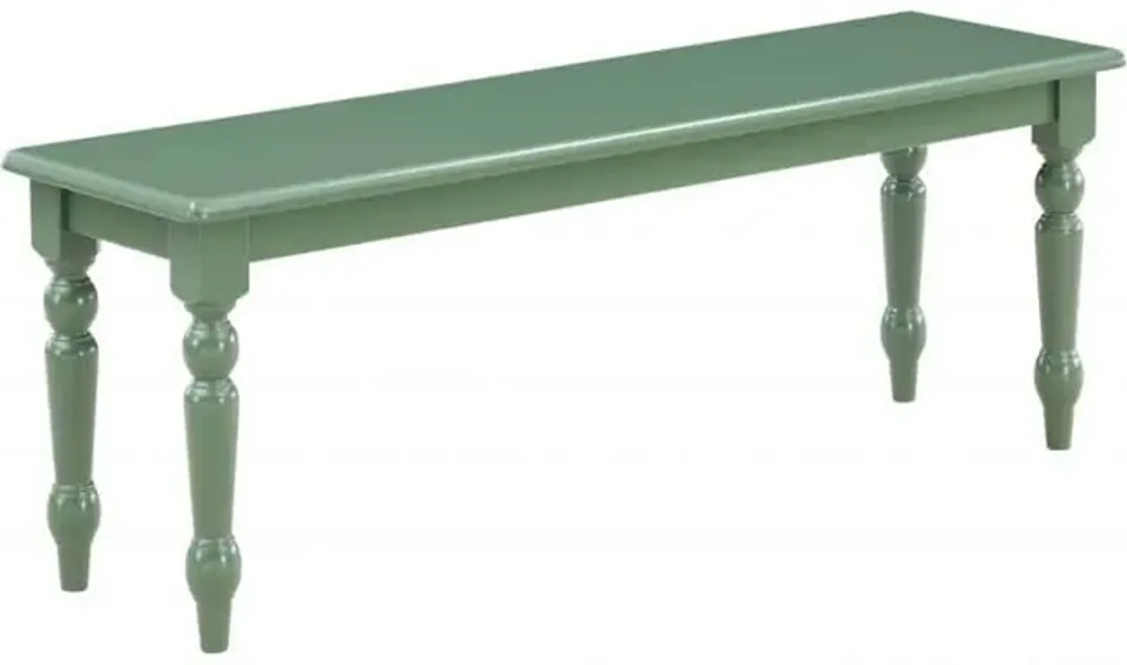 Irvin 48 Inch Modern Wood Dining Bench with Turned Legs, Equestrian Green-Benzara