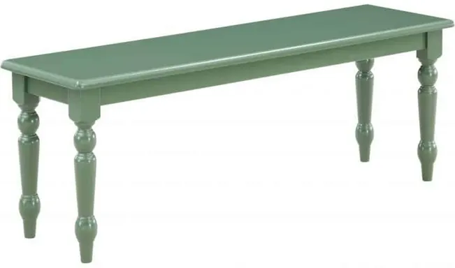 Irvin 48 Inch Modern Wood Dining Bench with Turned Legs, Equestrian Green-Benzara