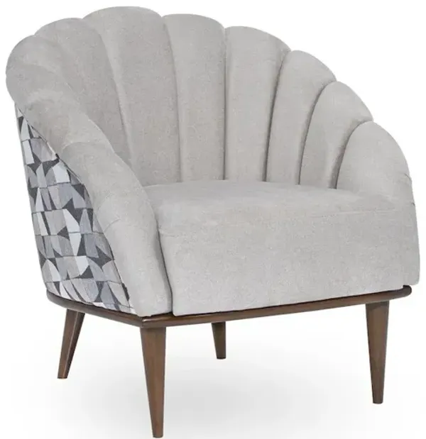 Michael Amini Balboa Chenille Accent Chair - Beach Gray/Warm Walnut
