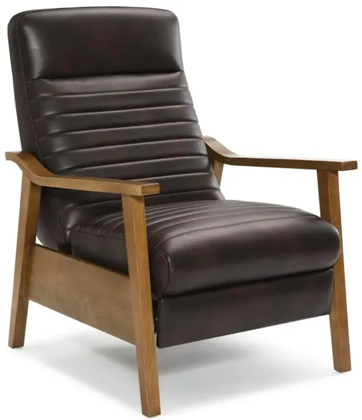 Comfort Pointe Arthur Wood Arm Push Back Recliner - Burnished Brown