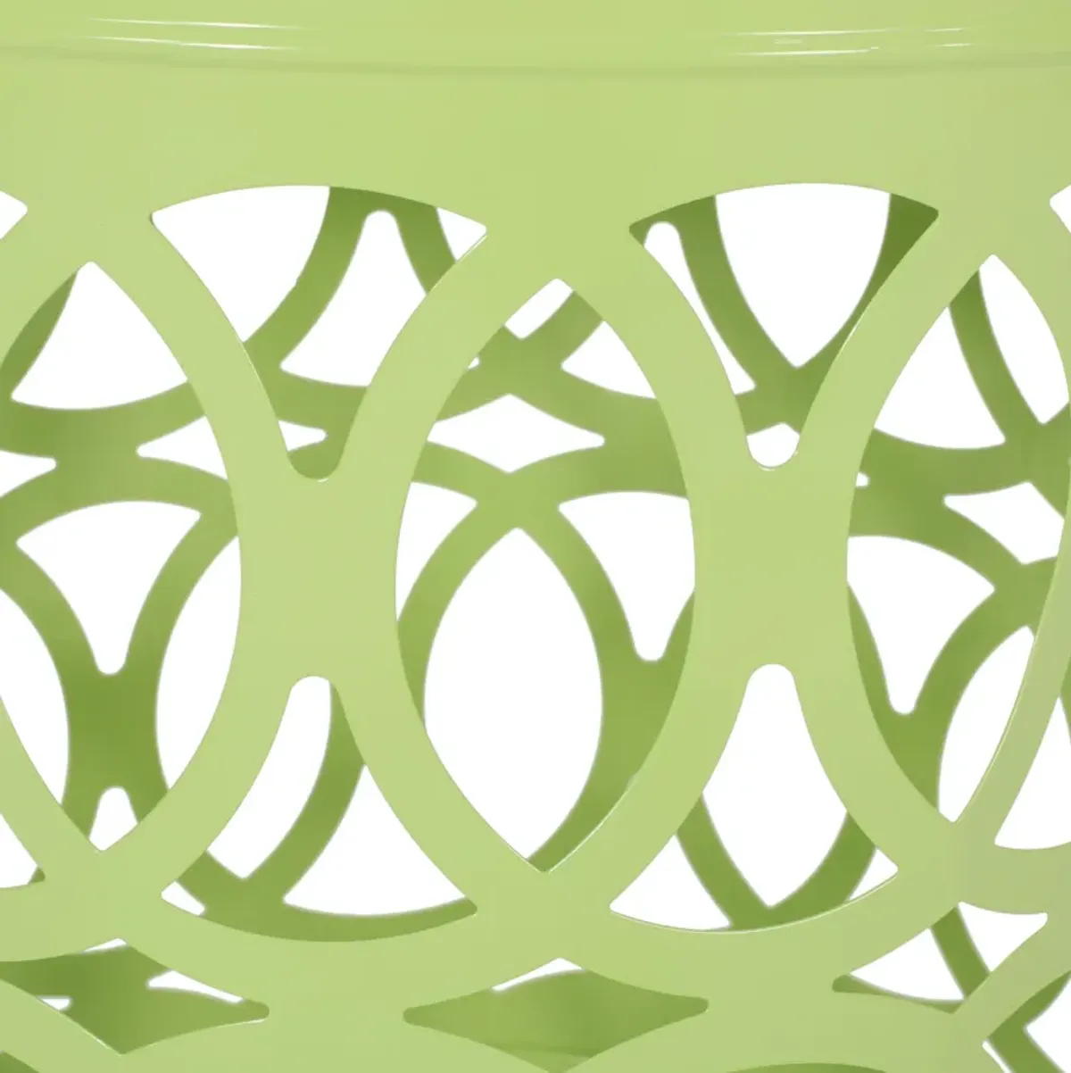 Kemo Outdoor End Table, Round 14 Inch, Cutout Design, Green Iron Frame - Benzara