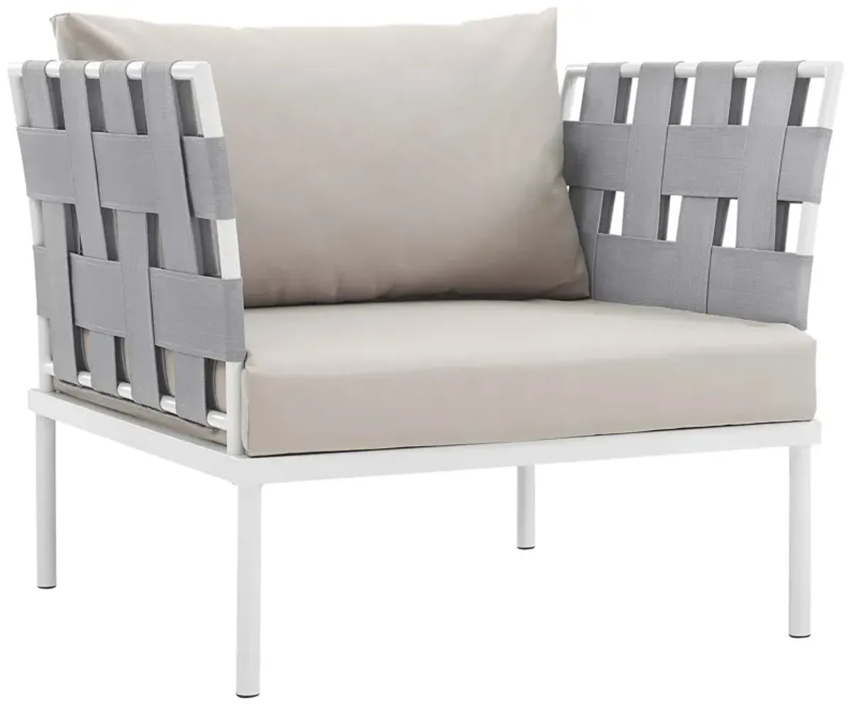 Harmony 3 Piece Outdoor Patio Aluminum Sectional Sofa Set - White Beige