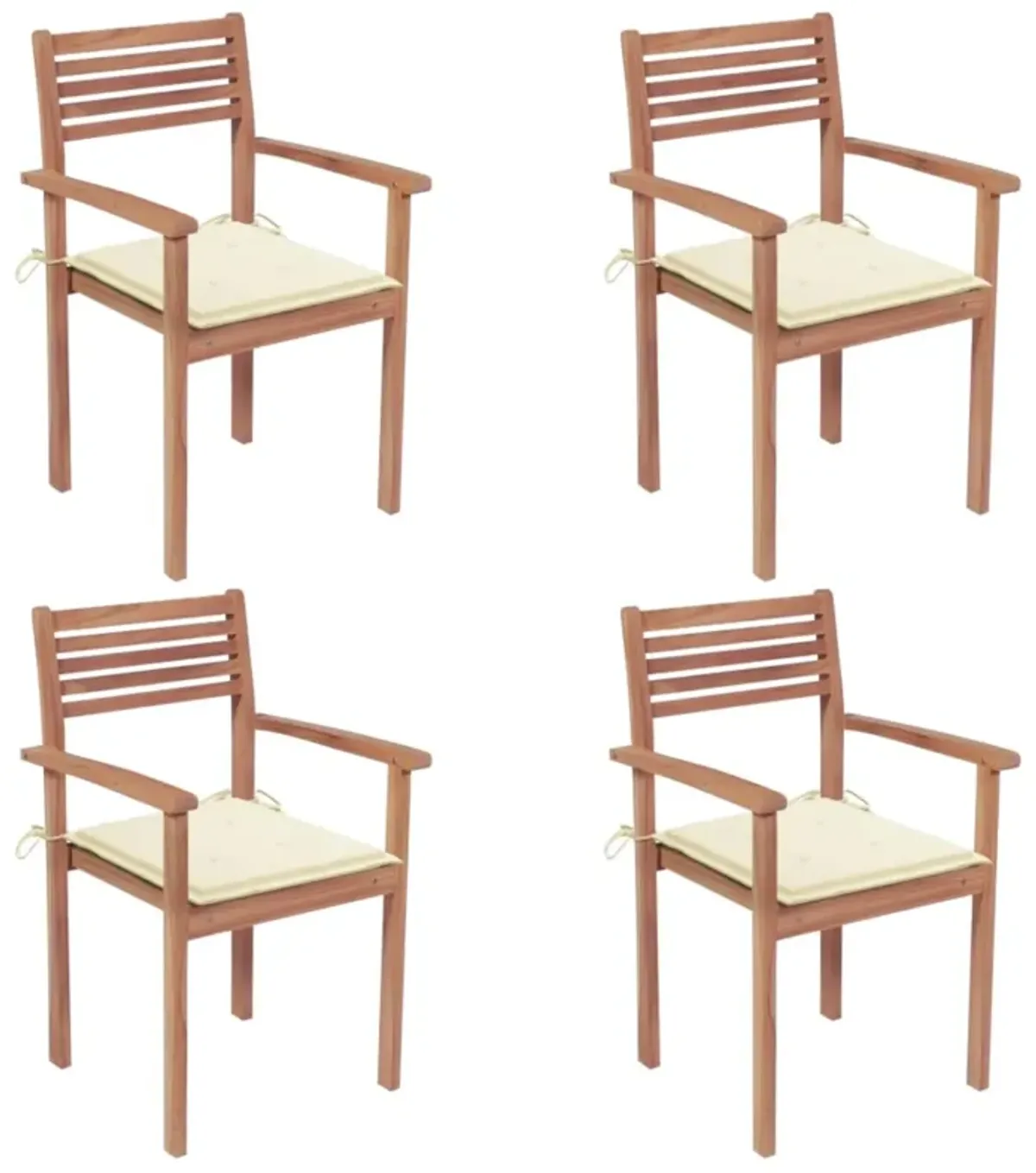 vidaXL Garden Chairs 4 pcs with Cream Cushions Solid Teak Wood