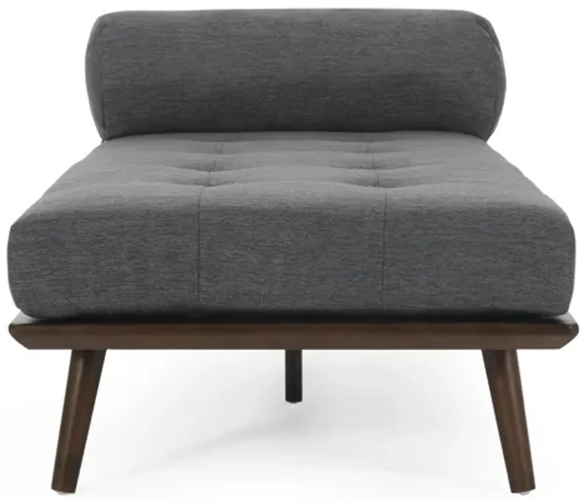 Mid-Century Modern Chaise Lounge with Button-Tufted Upholstery and Bolster Pillow