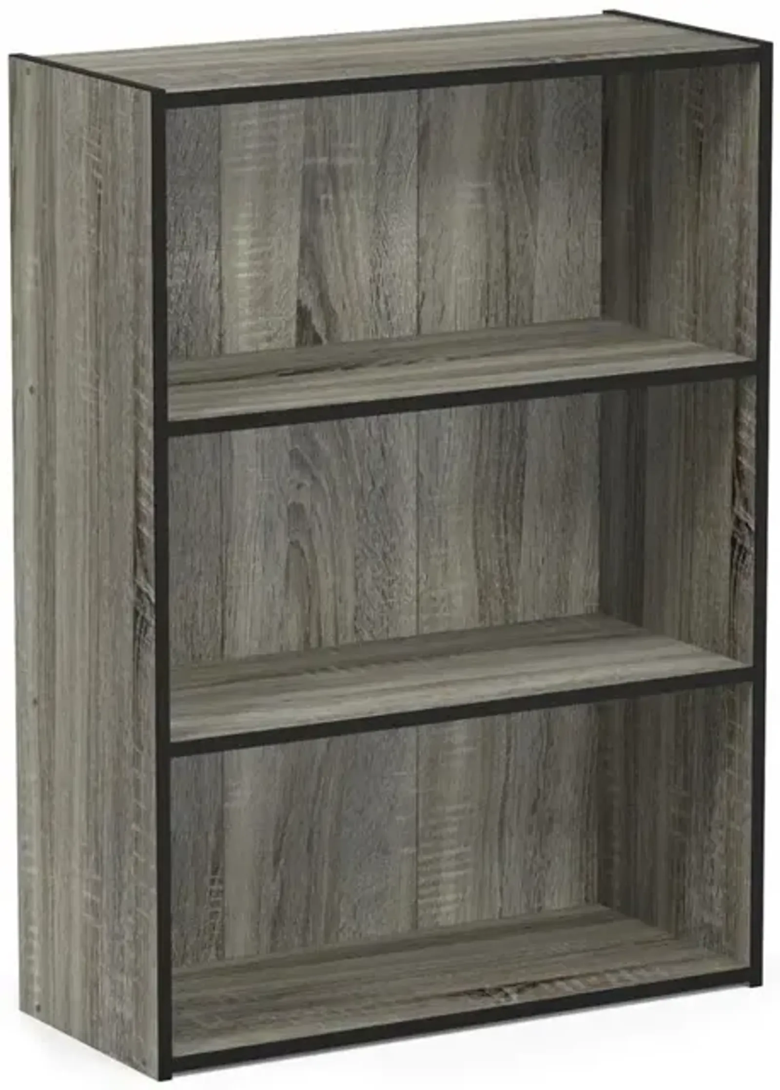 Furinno Pasir 3 Tier Open Shelf Bookcase, French Oak Grey