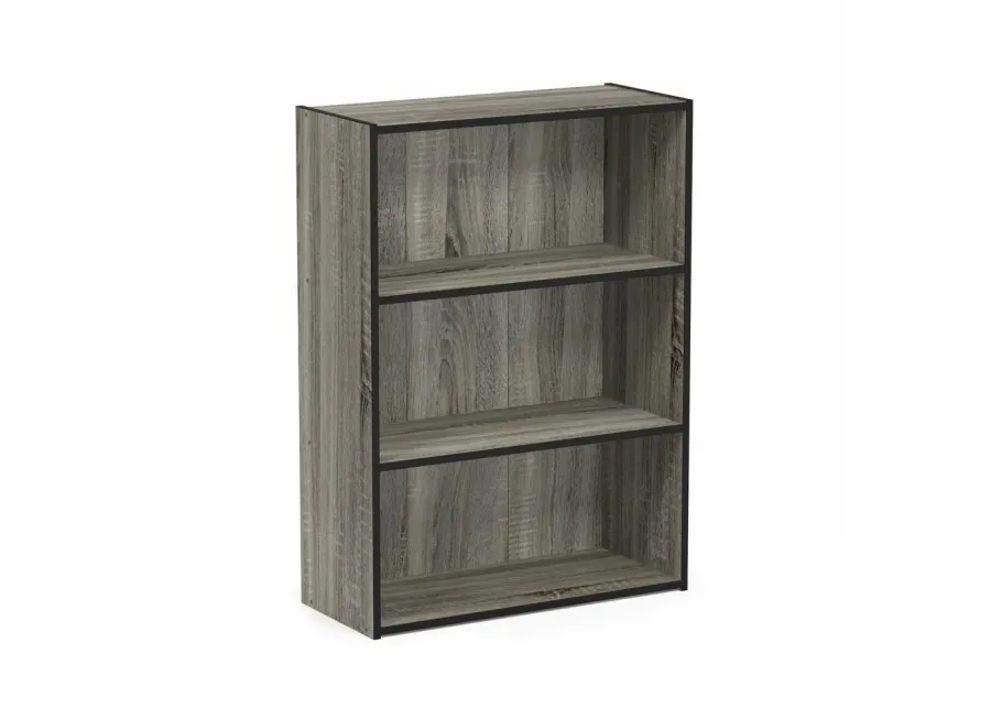 Furinno Pasir 3 Tier Open Shelf Bookcase, French Oak Grey