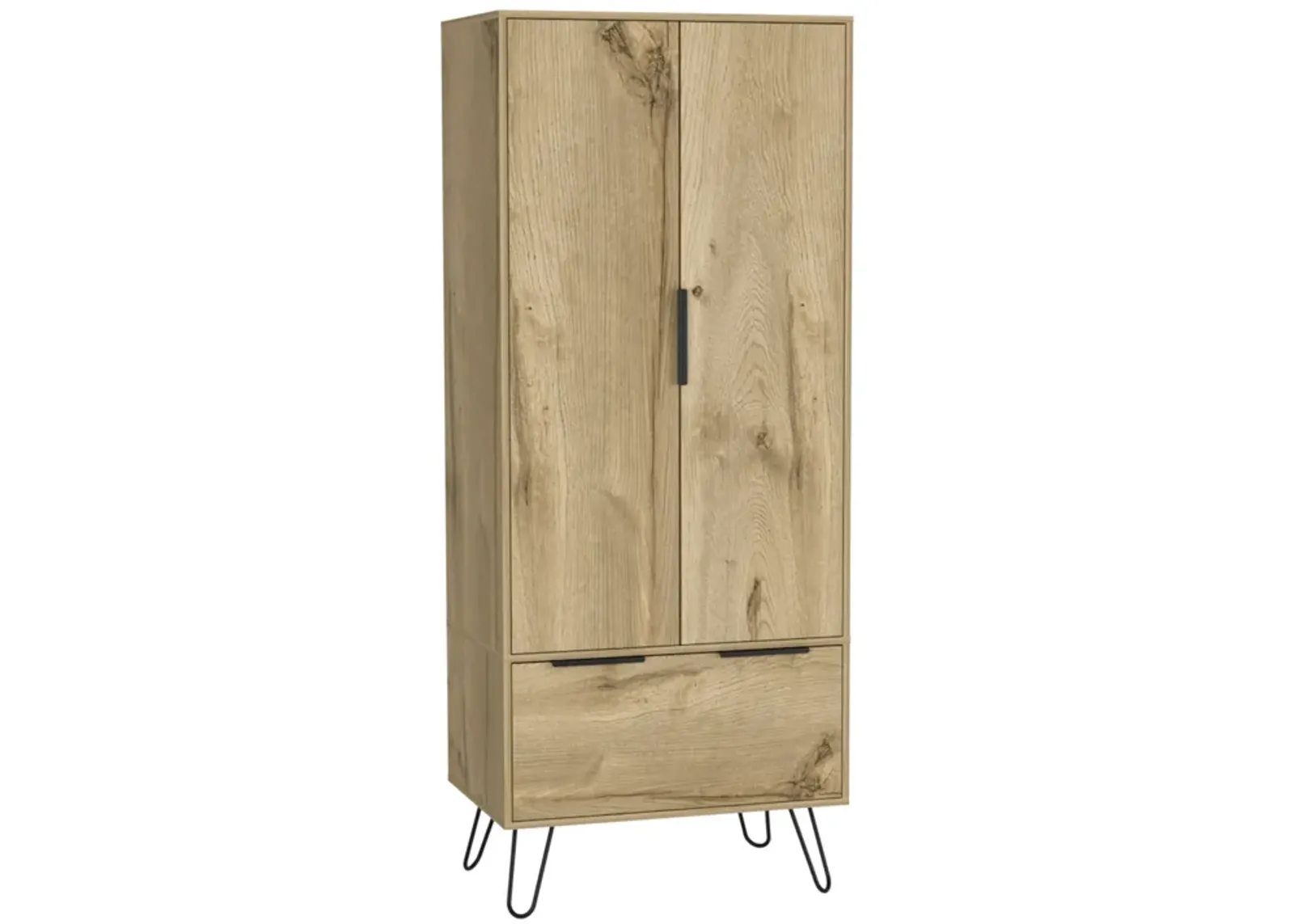 Augusta Armoire Closet, One Drawer, Double Door Cabinet -Light Oak