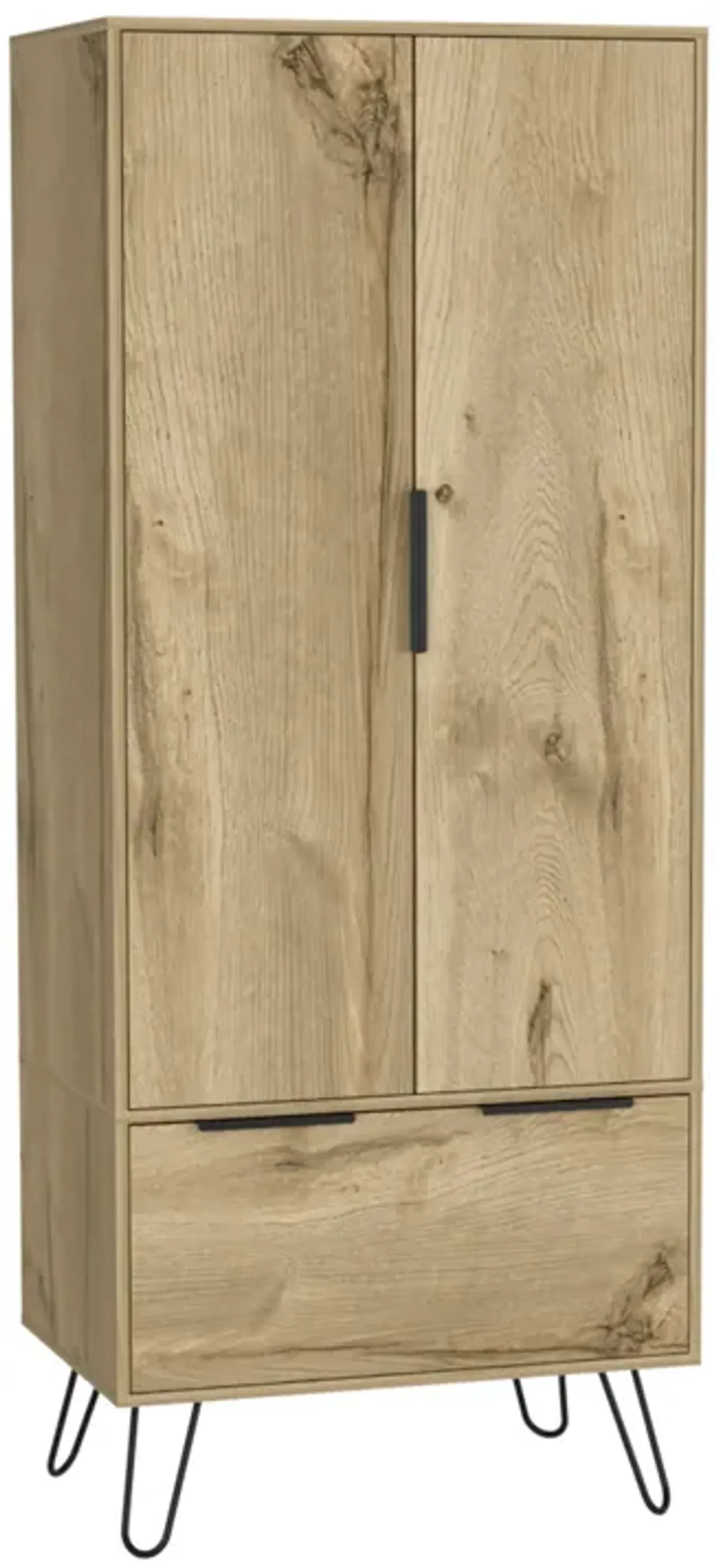 Augusta Armoire Closet, One Drawer, Double Door Cabinet -Light Oak