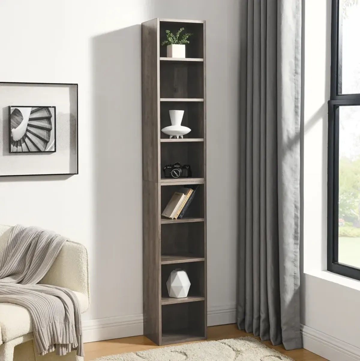 70.9 in.Tall Wood 4-Shelf Standard Bookcase with Shelves (Set of 2)