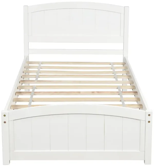 Whisen Twin Size Platform Bed with Sturdy Pinewood Frame and Legs - White