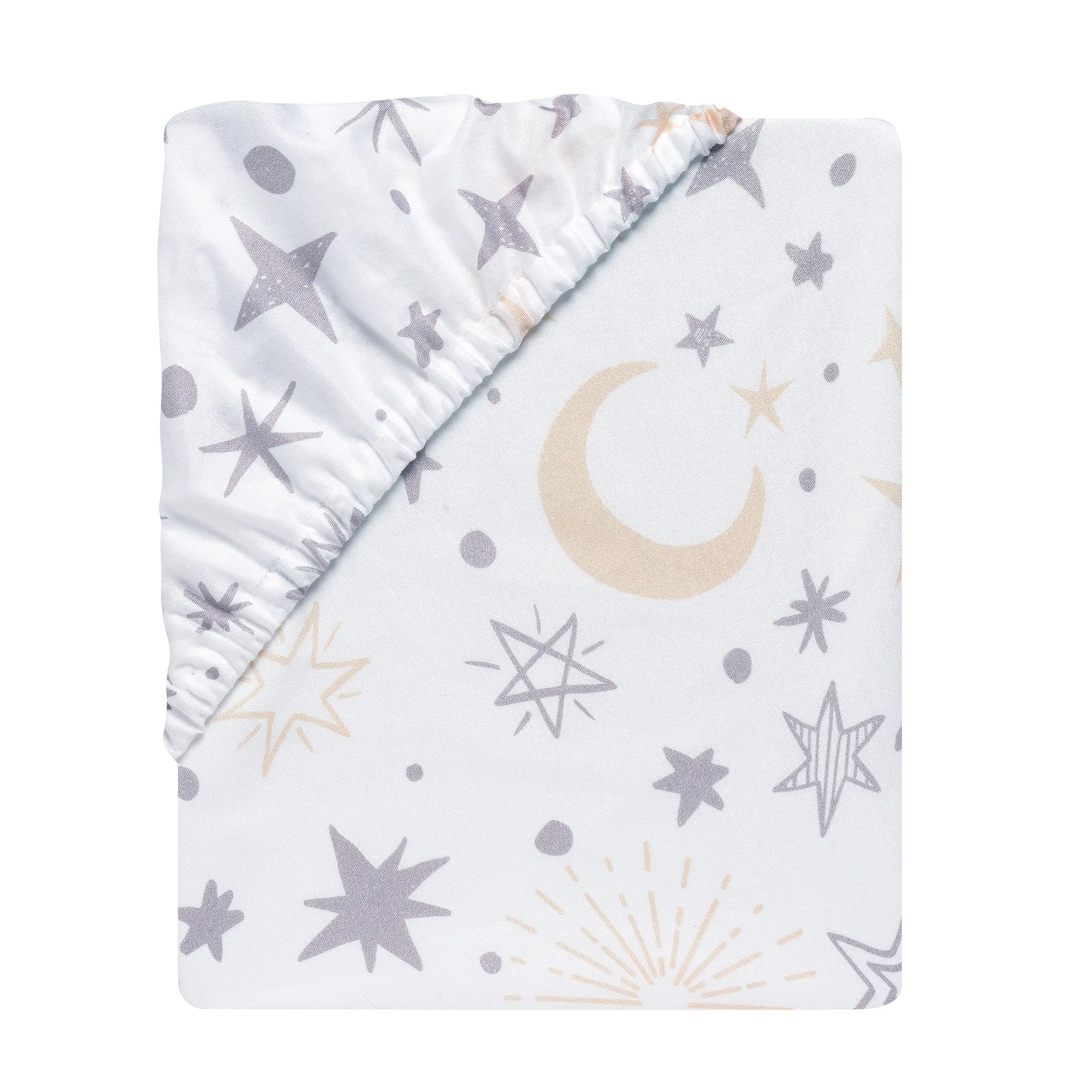 Lambs & Ivy Goodnight Moon 100% Cotton White Fitted Crib Sheet - Moon/Stars