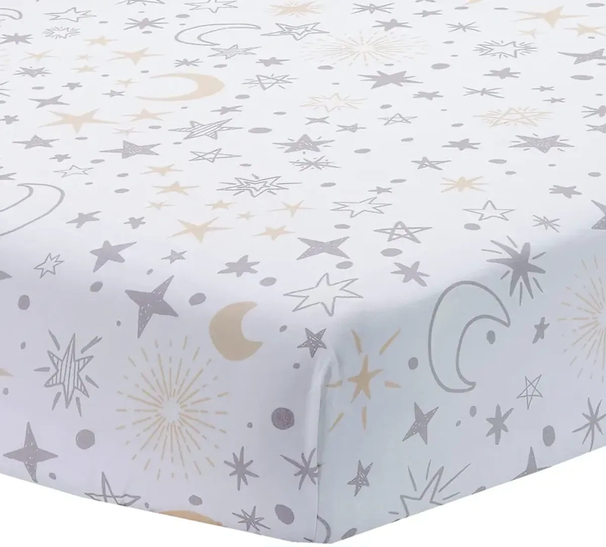 Lambs & Ivy Goodnight Moon 100% Cotton White Fitted Crib Sheet - Moon/Stars