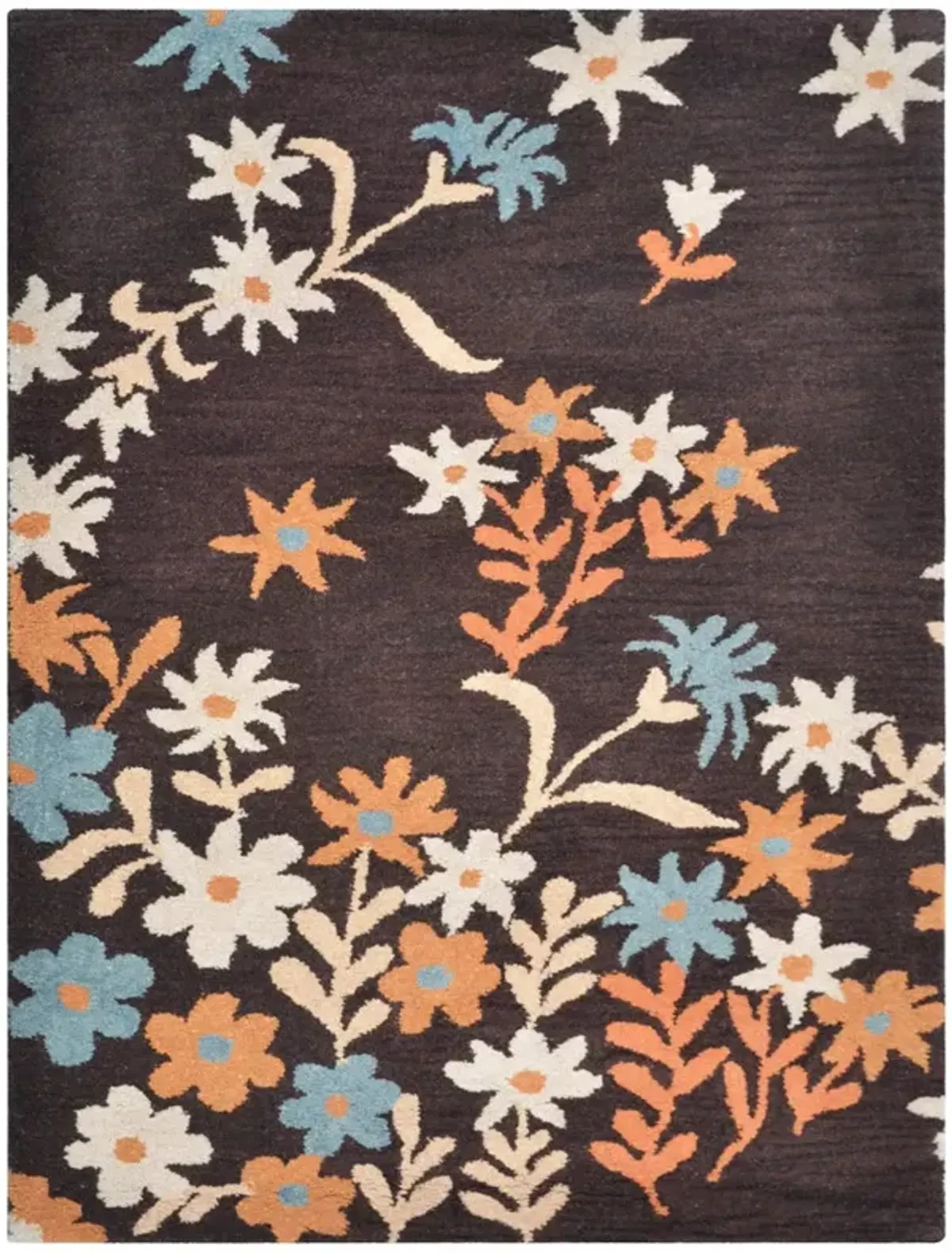 RUGSOTIC CARPETS HAND TUFTED WOOL ECO-FRIENDLY AREA RUGS  - 8'x11', Rectangle Shape, Brown, Floral Modern Design, High Pile Thick Handmade Anti Skid Area Rugs for Living Room, Bed Room (K00689)