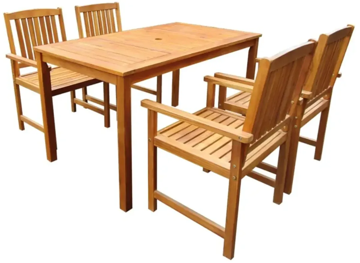 vidaXL 5 Piece Outdoor Dining Set Solid Acacia Wood