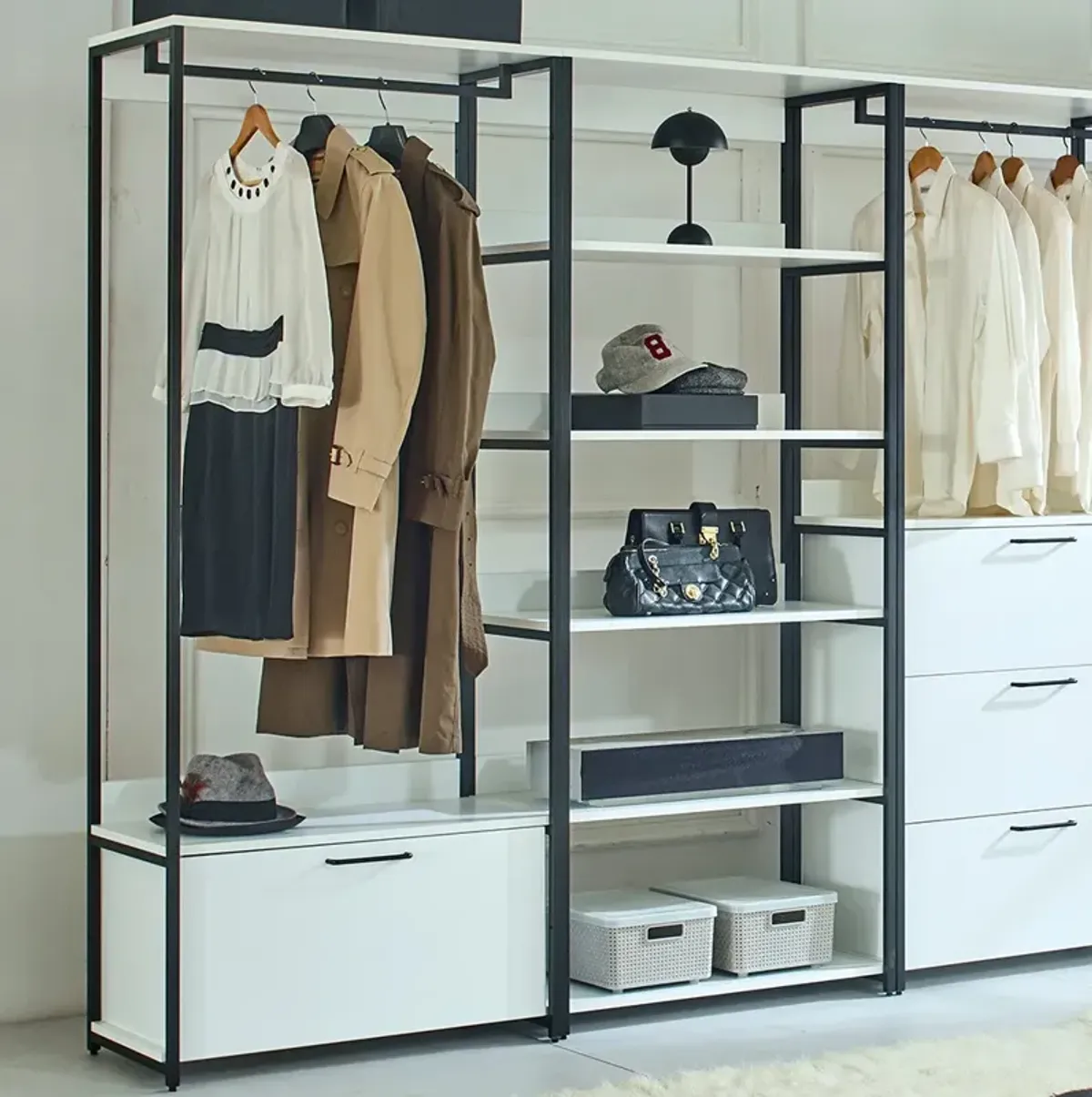 FC Design Klair Living 47" Wood and Metal Walk-in Closet with One Shelf