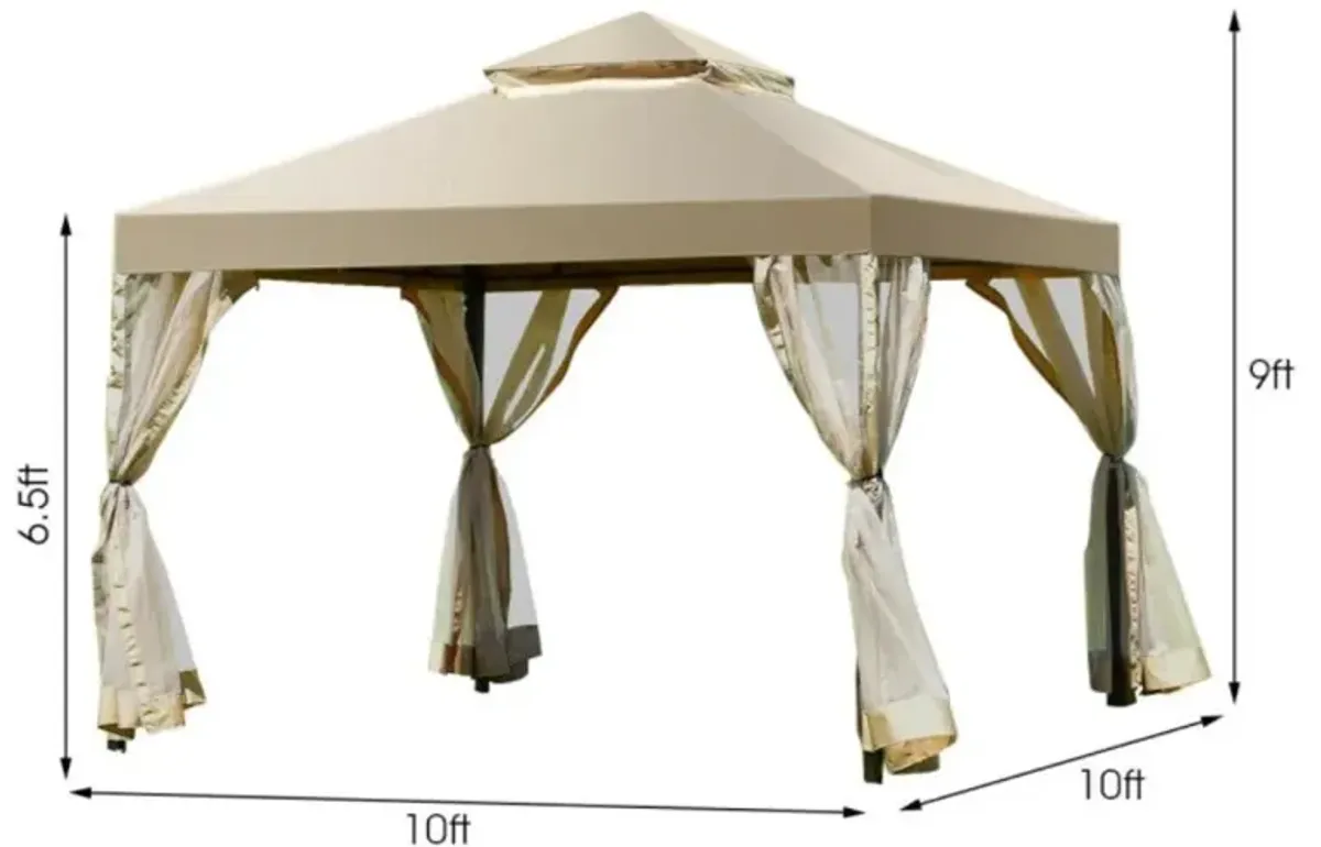 Hivvago Outdoor 2-Tier 10 Feet x 10 Feet Screw-free Structure Shelter Gazebo Canopy