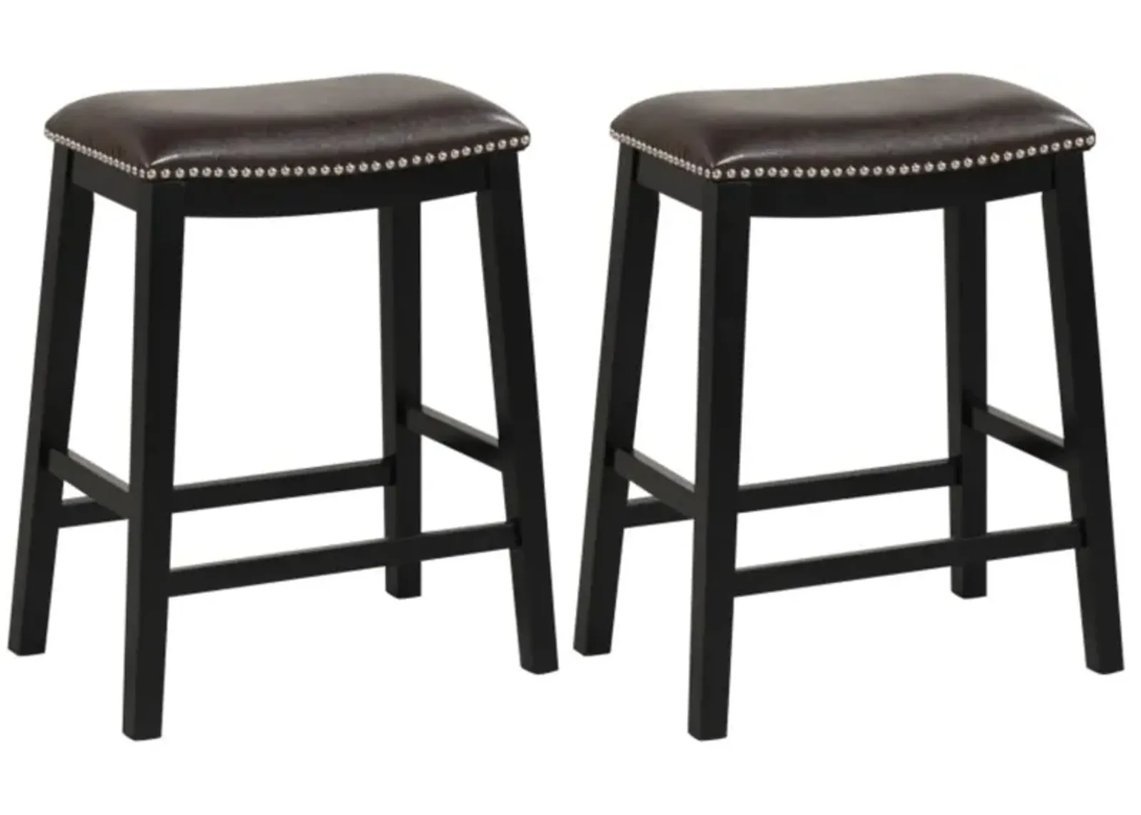 Hivvago 26 Inch Counter Height Bar Stool Set of 2 with Upholstered Seat