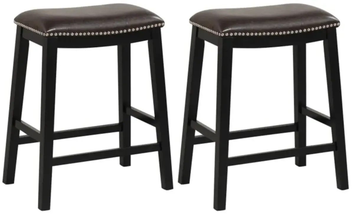 Hivvago 26 Inch Counter Height Bar Stool Set of 2 with Upholstered Seat