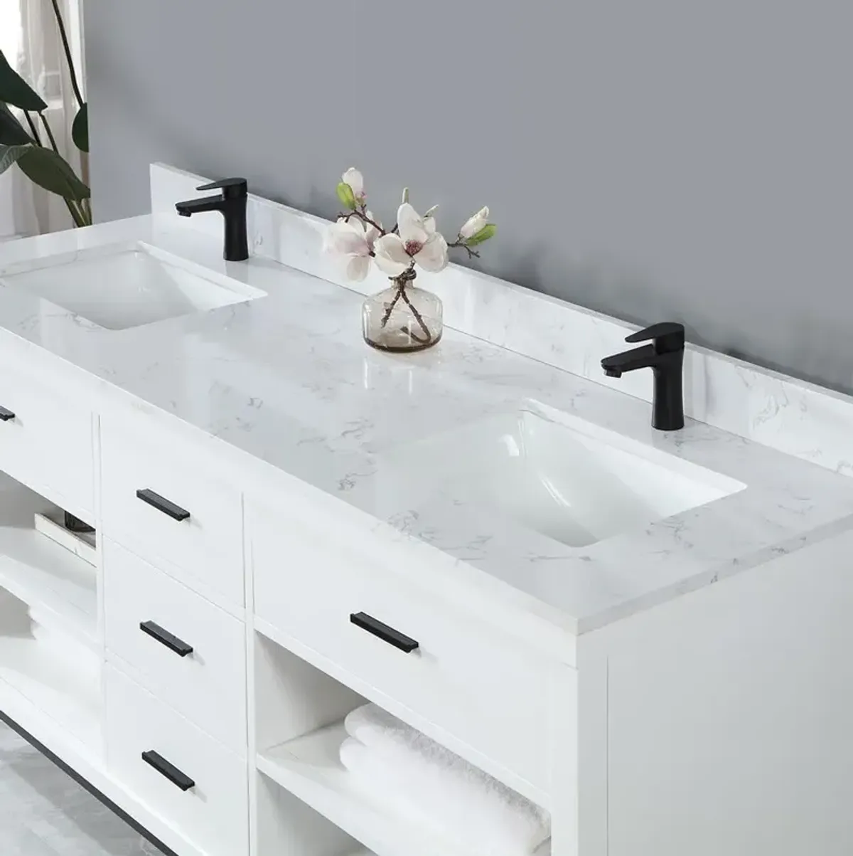 Altair 72 Double Bathroom Vanity Set in White without Mirror