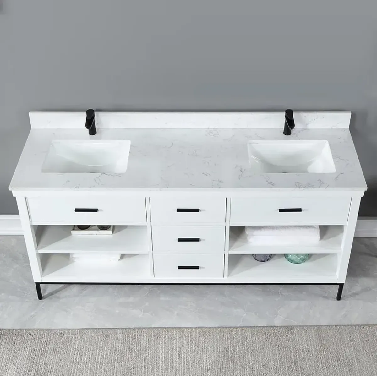 Altair 72 Double Bathroom Vanity Set in White without Mirror