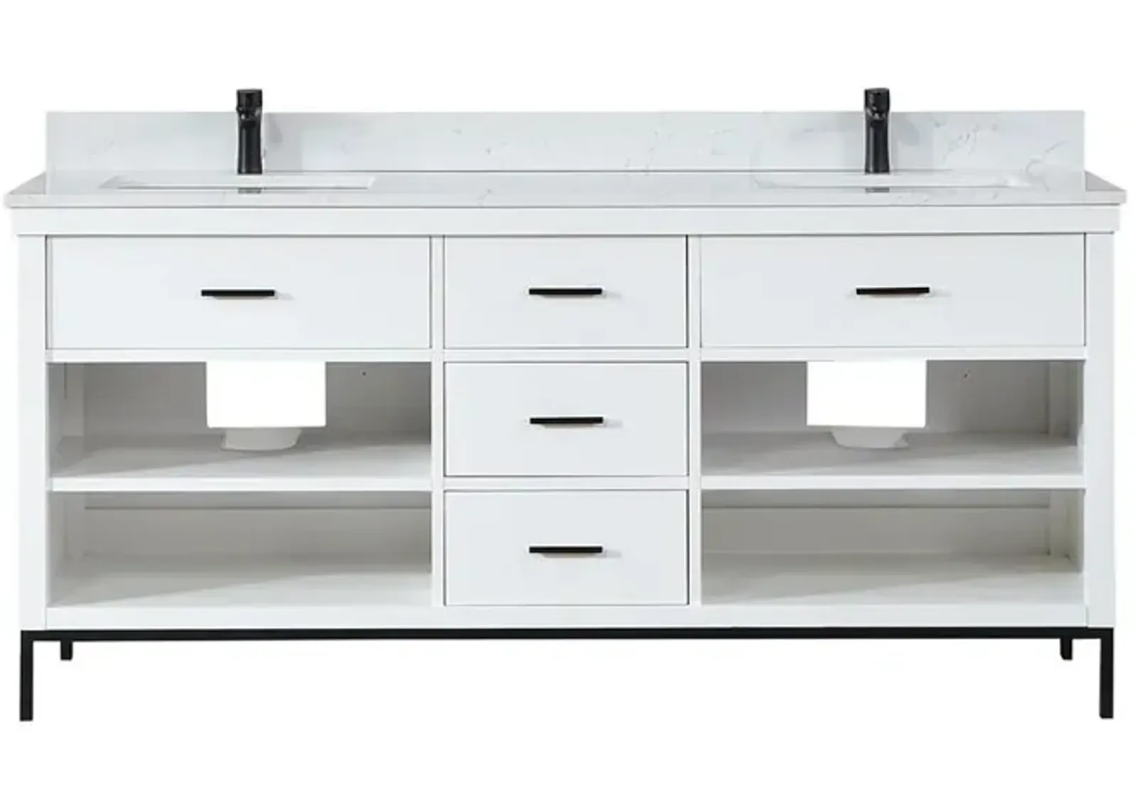 Altair 72 Double Bathroom Vanity Set in White without Mirror