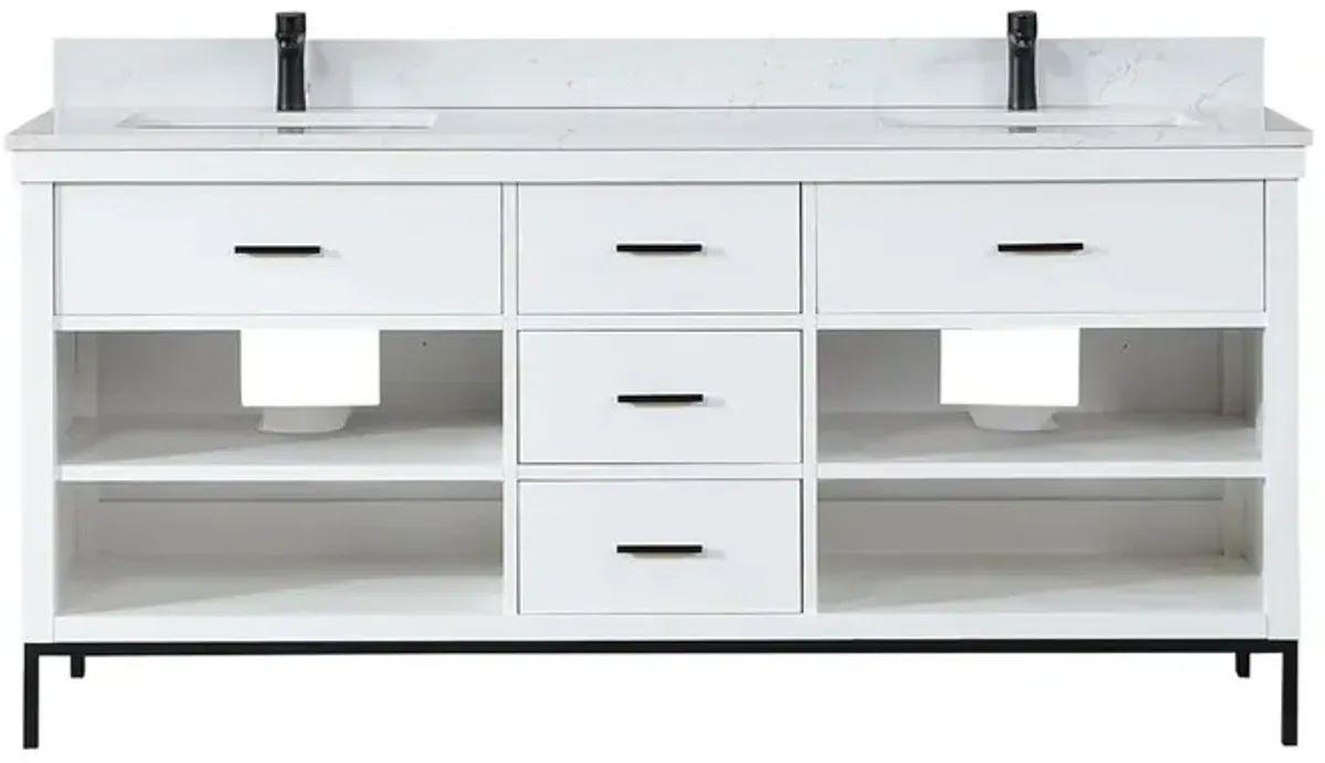 Altair 72 Double Bathroom Vanity Set in White without Mirror