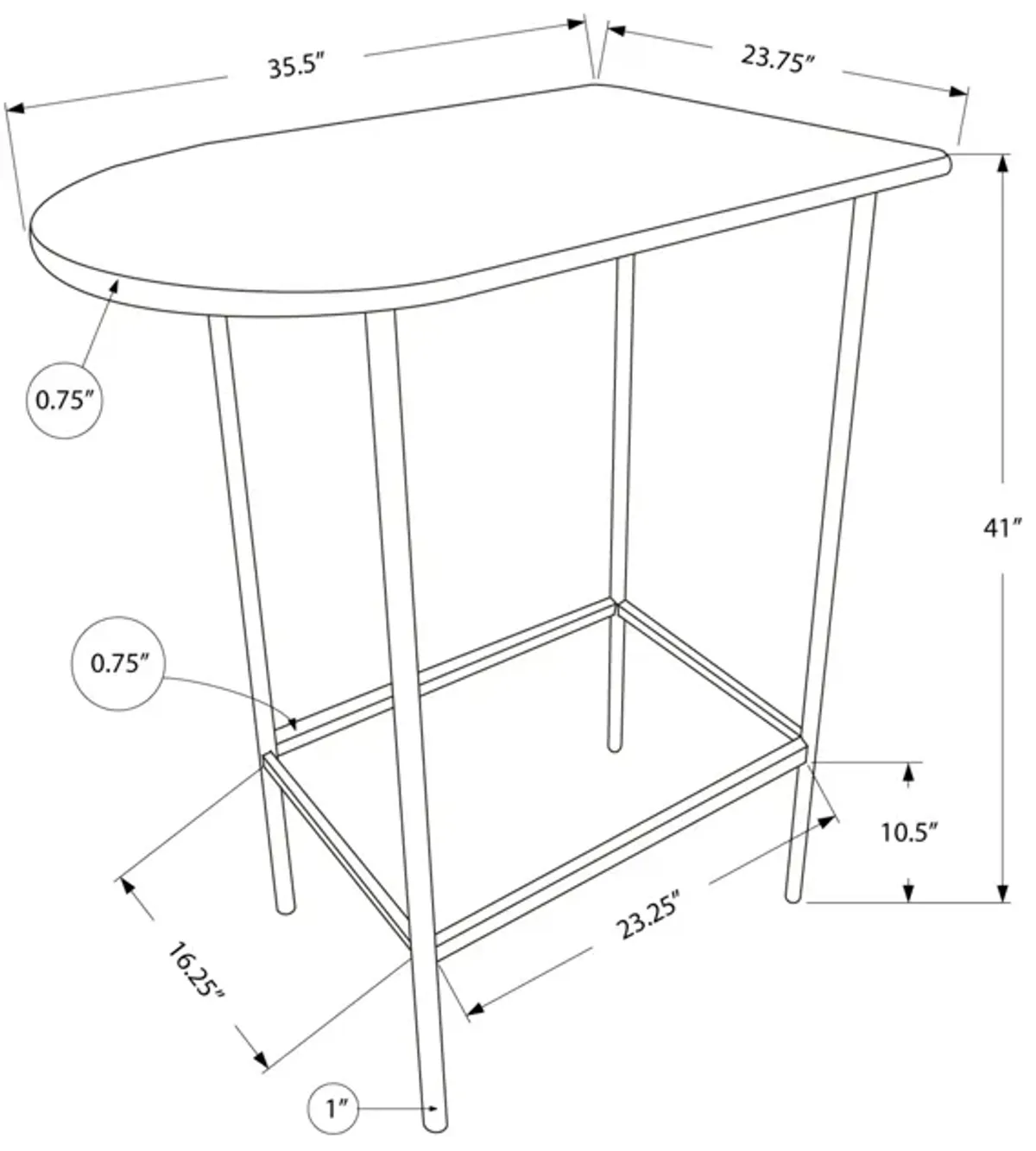 Monarch Specialties I 2345 Home Bar, Bar Table, Bar Height, Pub, 36" Rectangular, Small, Kitchen, Metal, Laminate, Brown, Black, Contemporary, Modern