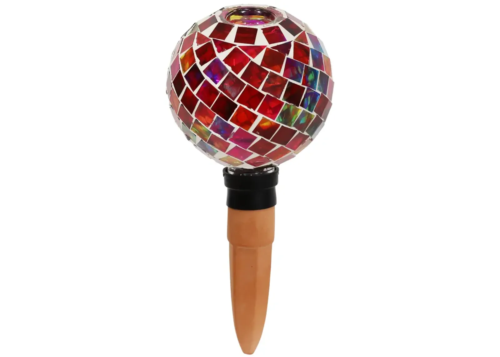 Sunnydaze Mosaic Glass Watering Globe with Clay Spike