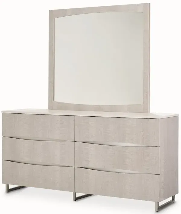 Michael Amini Marin Dresser with Mirror Set - Greige