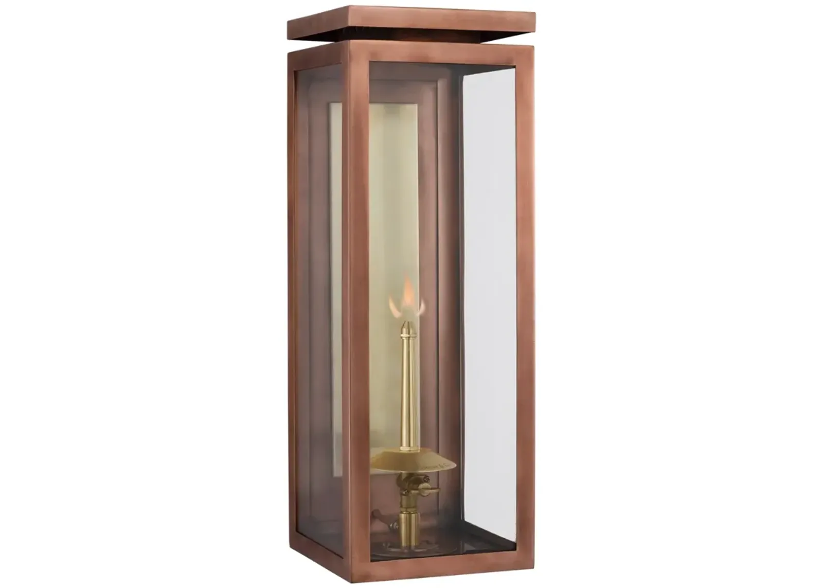 Fresno Medium 3/4 Gas Wall Lantern in Soft Copper with Clear Glass