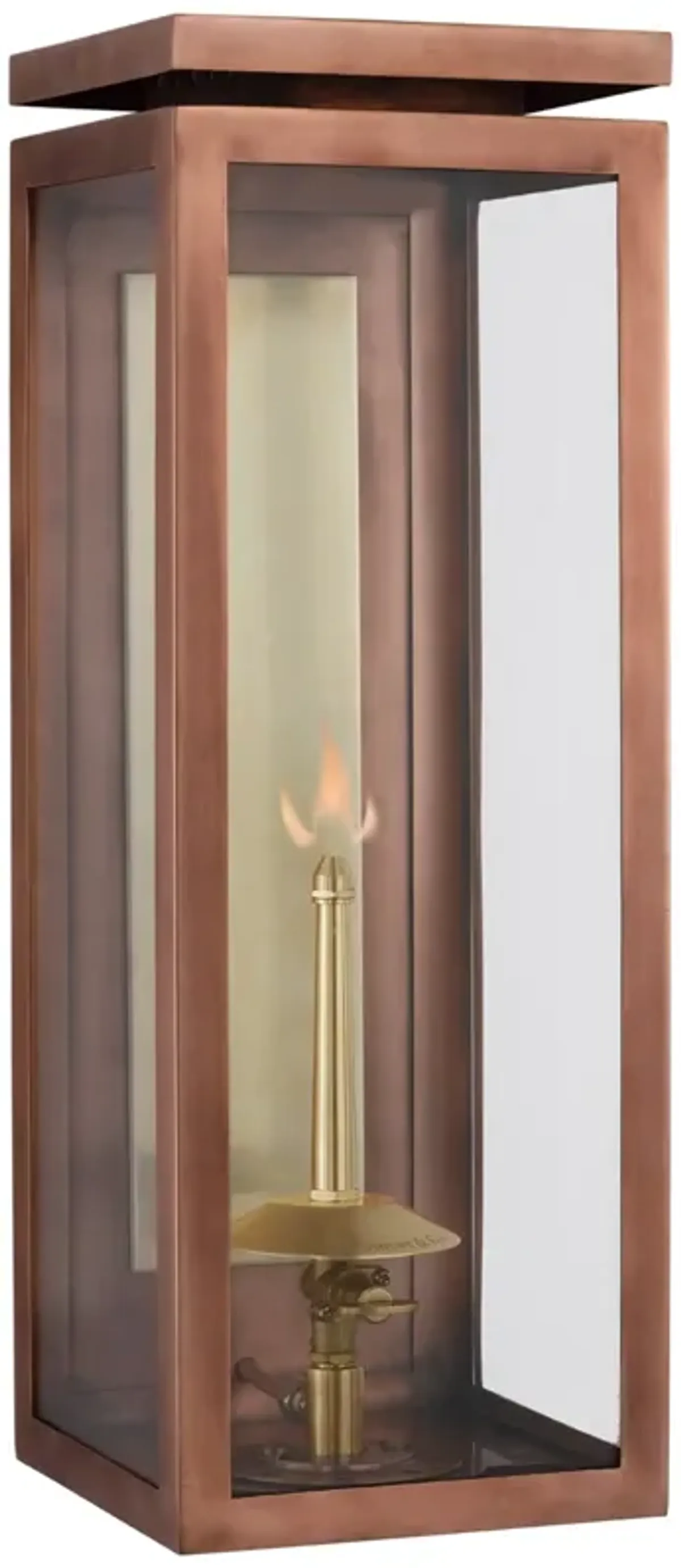 Fresno Medium 3/4 Gas Wall Lantern in Soft Copper with Clear Glass