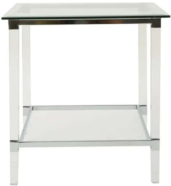 Streamdale Ultra-Modern Tempered Glass Accent End Table Acrylic, Iron, Clear