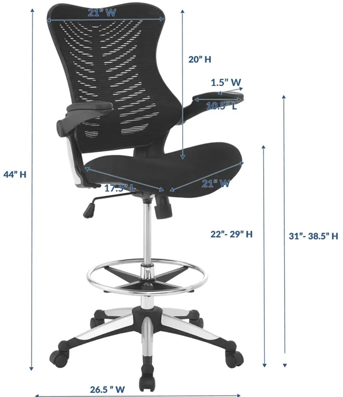 Modway Furniture - Charge Drafting Chair Black