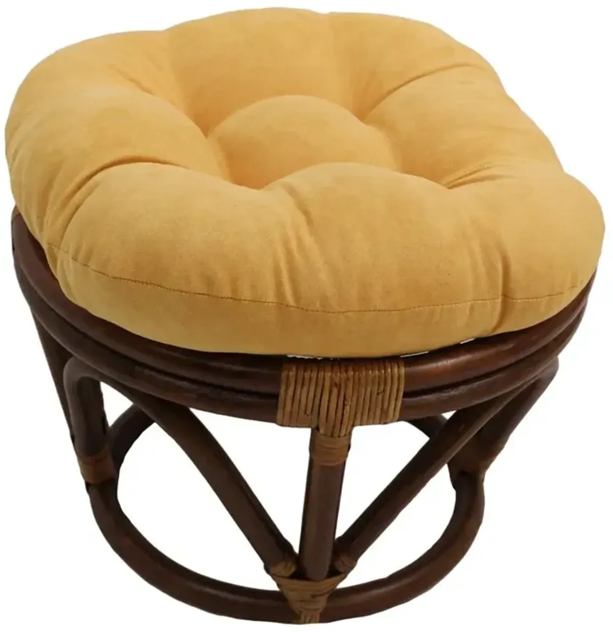 International Caravan Rattan Footstool with Twill Cushion