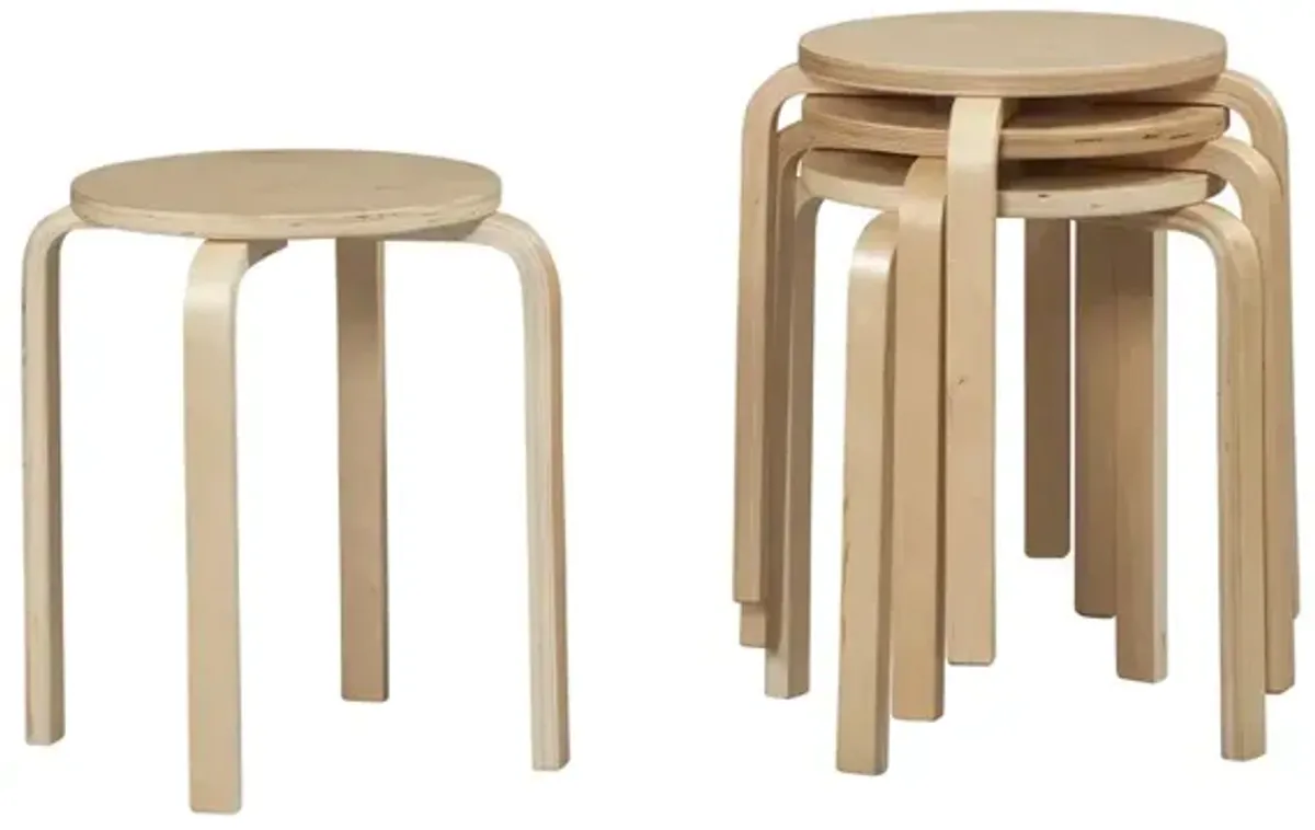 Linon 17 Inches Bentwood Stool - Natural Set Of 4