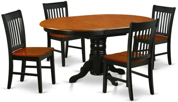 East West Furniture Dining Room Set Black & Cherry, KENO5-BCH-W