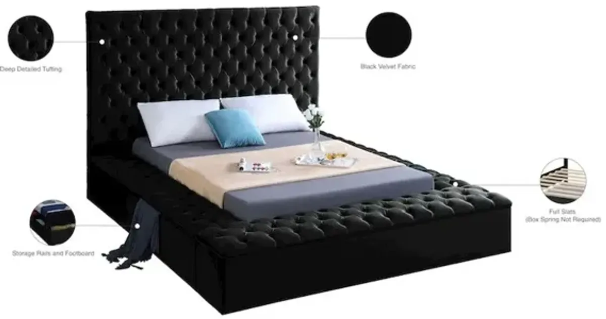 Meridian Furniture Bliss Black Velvet Full Bed