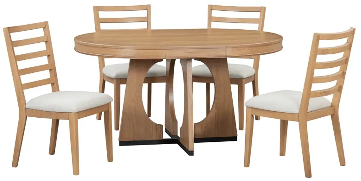 Merax Retro Rustic Functional 5 Pieces Dining Set