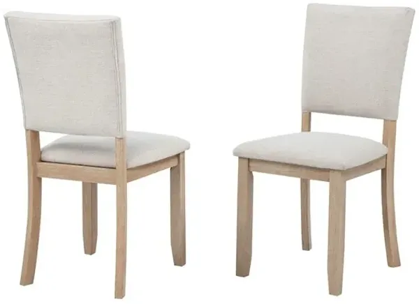 Camden Upholstered Dining Chair, Set of 2, Beige/Light Oak