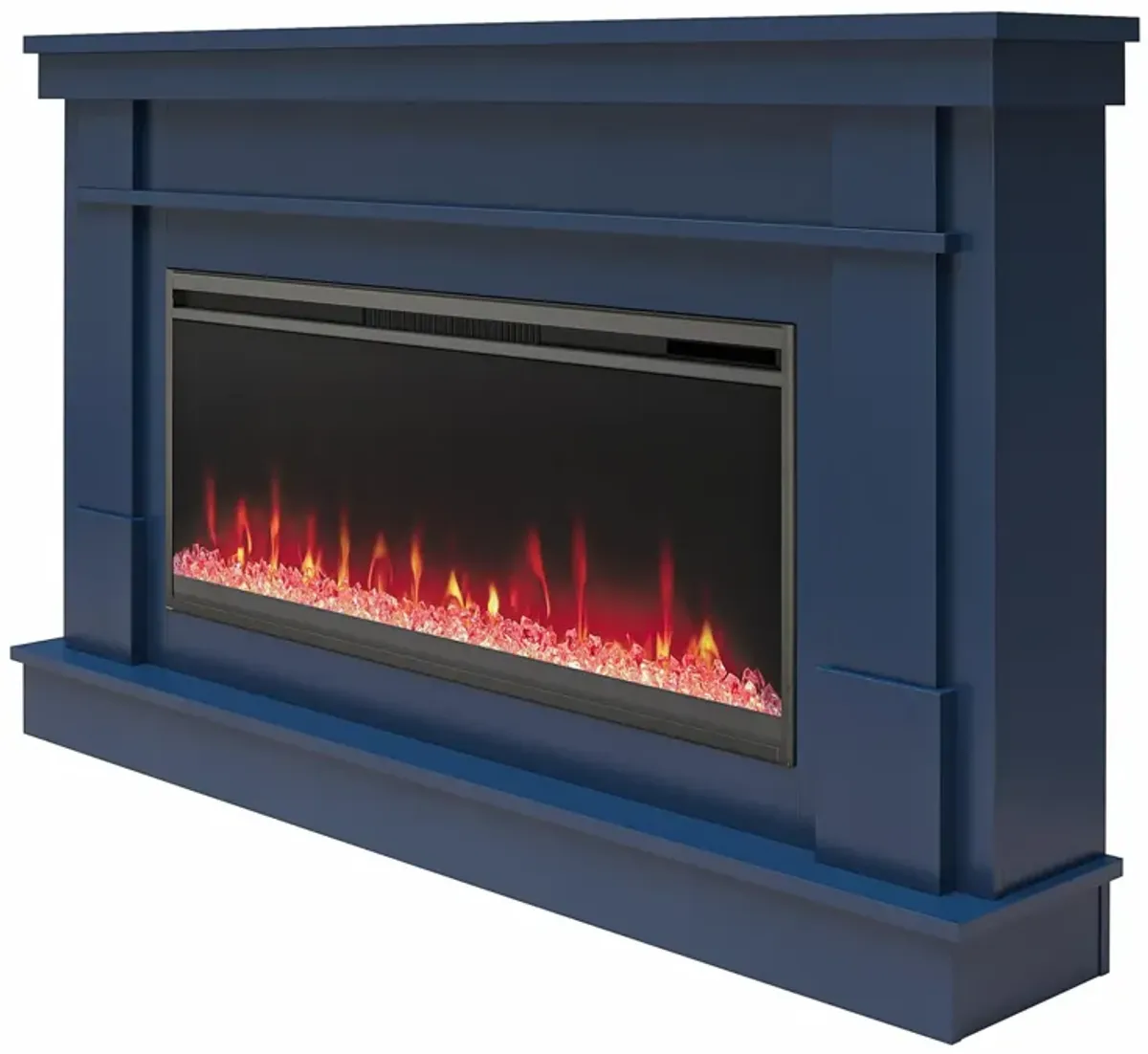 Novogratz Waverly Wide Mantel with Linear Electric Fireplace & Crystal Ember Bed