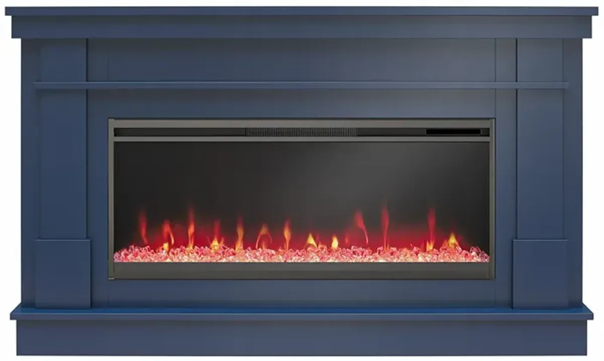 Novogratz Waverly Wide Mantel with Linear Electric Fireplace & Crystal Ember Bed