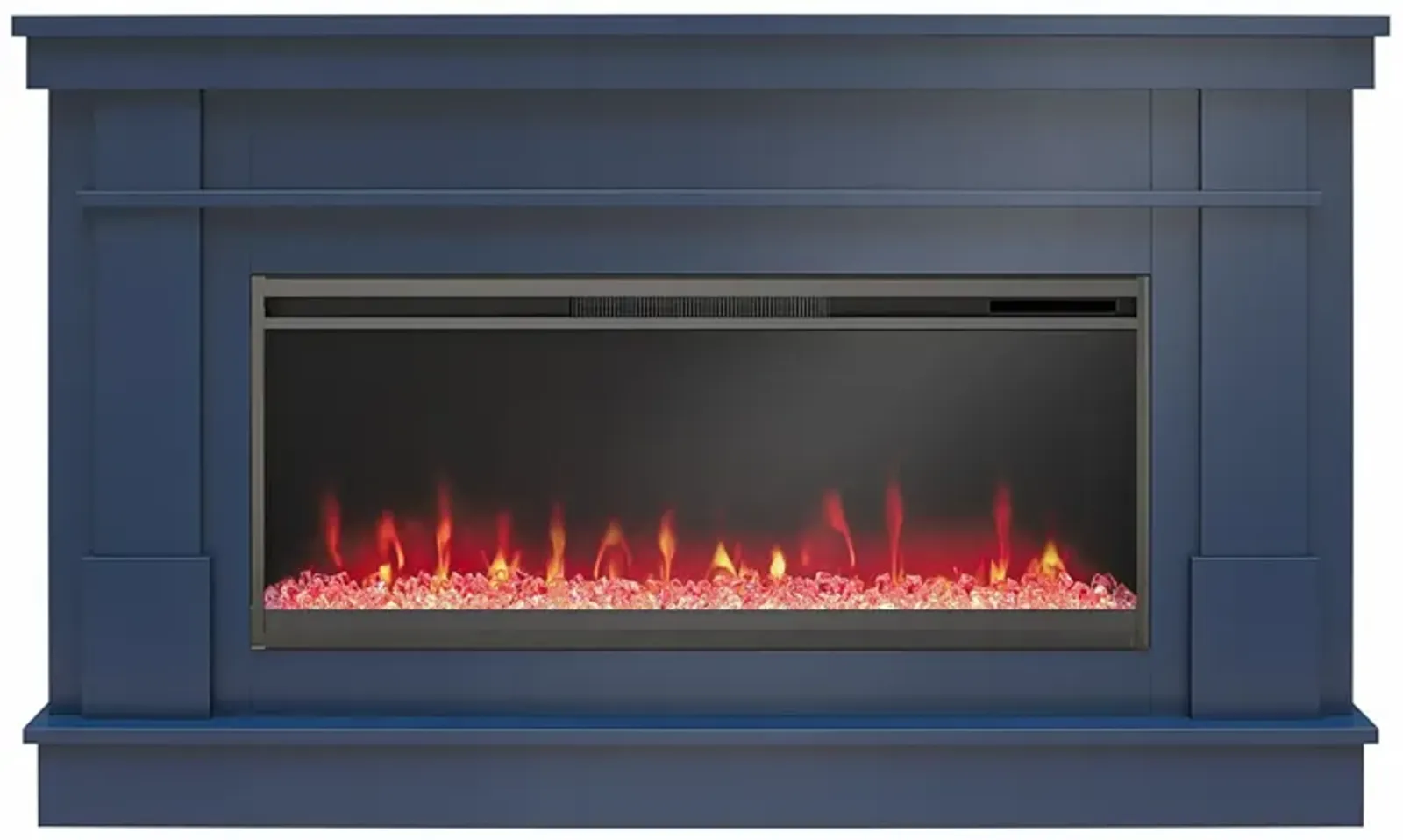 Novogratz Waverly Wide Mantel with Linear Electric Fireplace & Crystal Ember Bed