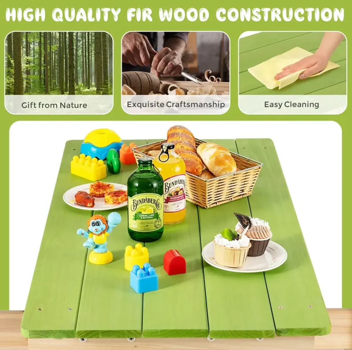 3-in-1 Outdoor Wooden Kids Water Sand Table with Play Boxes