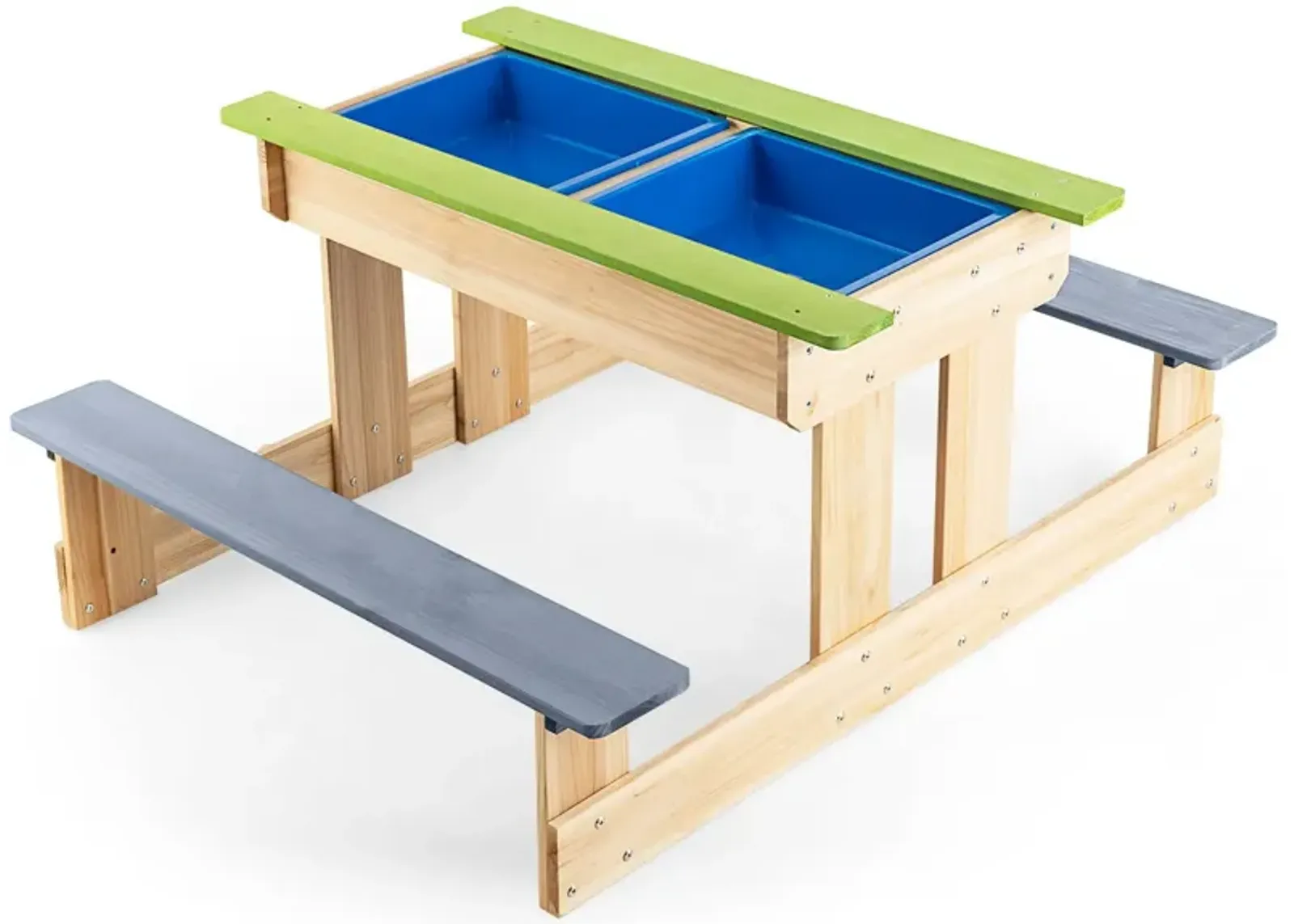 3-in-1 Outdoor Wooden Kids Water Sand Table with Play Boxes