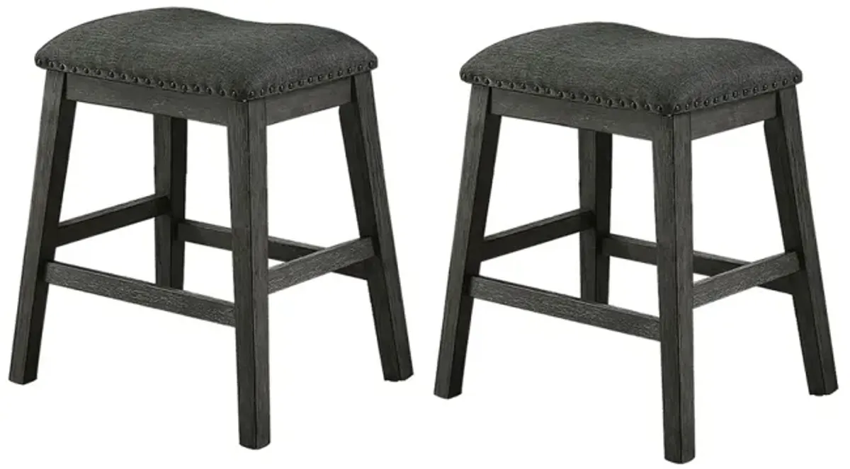 Linen-Fabric Padded Counter Stool, Dark Grey(Set Of 2)