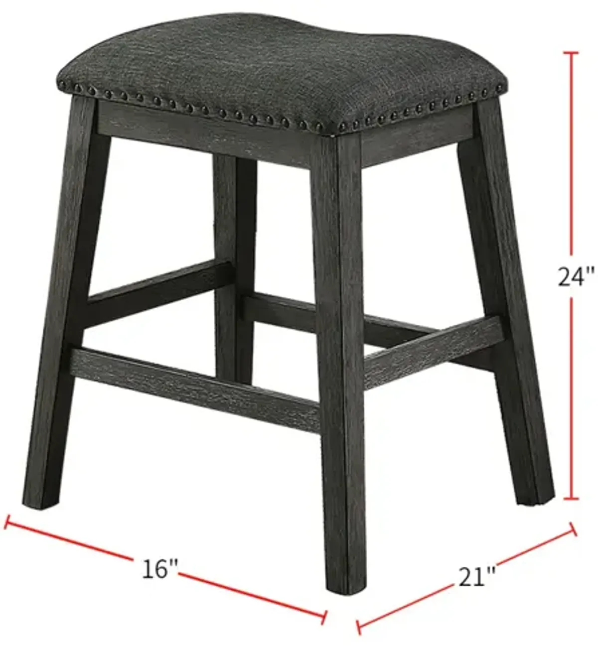 Linen-Fabric Padded Counter Stool, Dark Grey(Set Of 2)