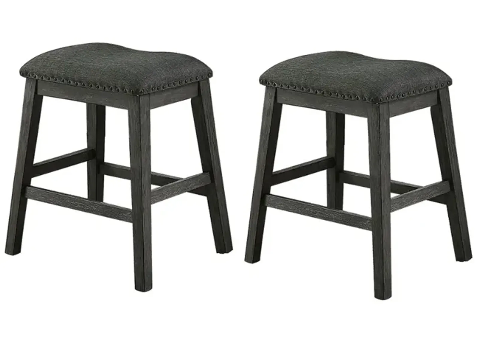 Linen-Fabric Padded Counter Stool, Dark Grey(Set Of 2)