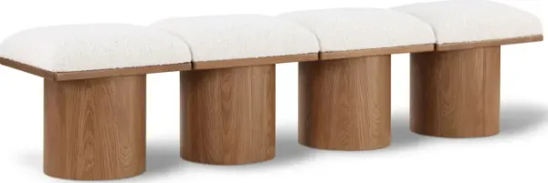 Meridian Furniture Pavilion Cream Boucle Fabric Bench